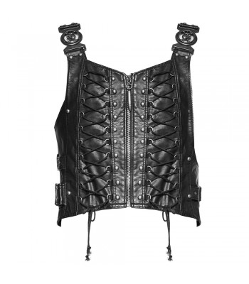 Men Gothic Vest Vintage Pu Leather Vest Men sleeveless Vest Tops Punk Cosplay Club Vest Steampunk